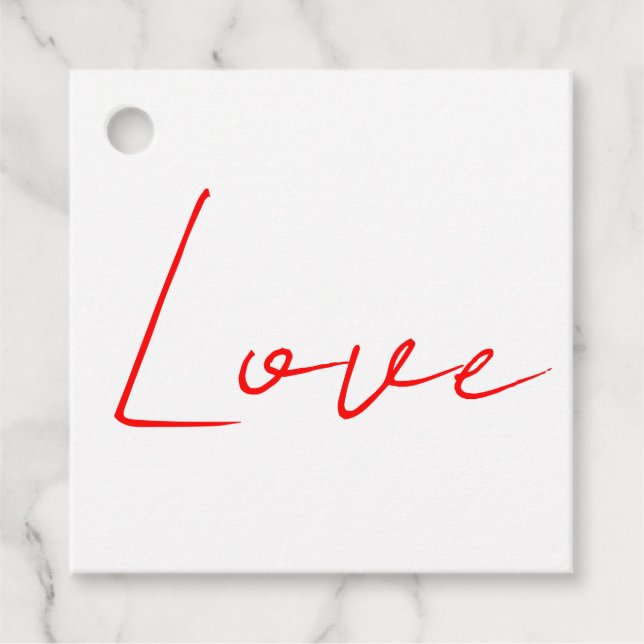 Trendy White Red Liebe Wedwriting Handwriting Name Geschenkanhänger (Vorderseite)