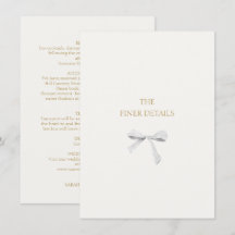 Trendy White Ribbon Wedding Details Enclosure Card