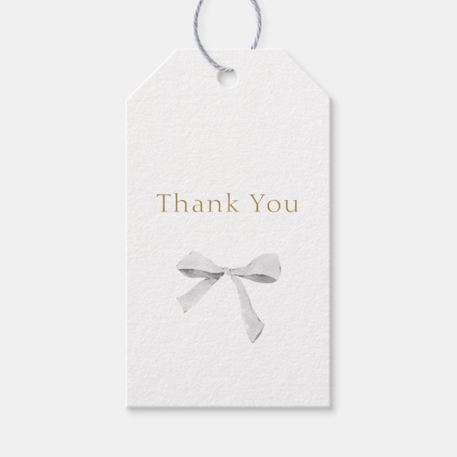 Trendy White Ribbon Wedding Vielen Dank Geschenkanhänger (Vorderseite)