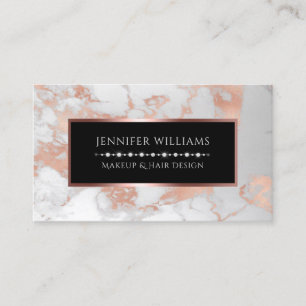 Trendy White Rose Gold Marmor Makeup Artist Salon Visitenkarte