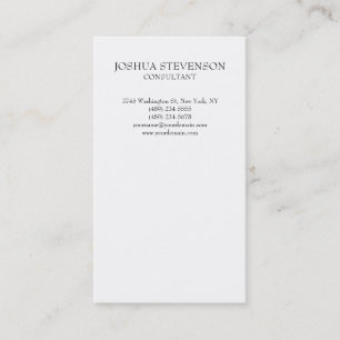 Trendy White Schlicht Simple Minimalistisch Stylis Visitenkarte