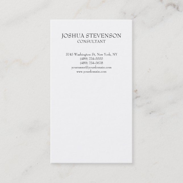 Trendy White Schlicht Simple Minimalistisch Stylis Visitenkarte (Vorderseite)