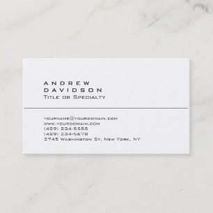 Trendy White Schlicht Stylish Business Card Visitenkarte