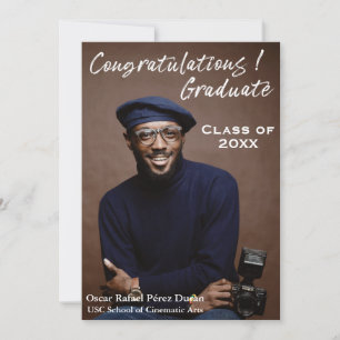 Trendy White Script Herzlichen Glückwunsch Graduat Ankündigung