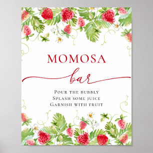 Trendy Wiese Erdbeere Baby Shower MOMOSA Bar Poster
