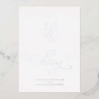 Trendy Wildflowers Bouquet Wedding Silver Metallic Folieneinladung