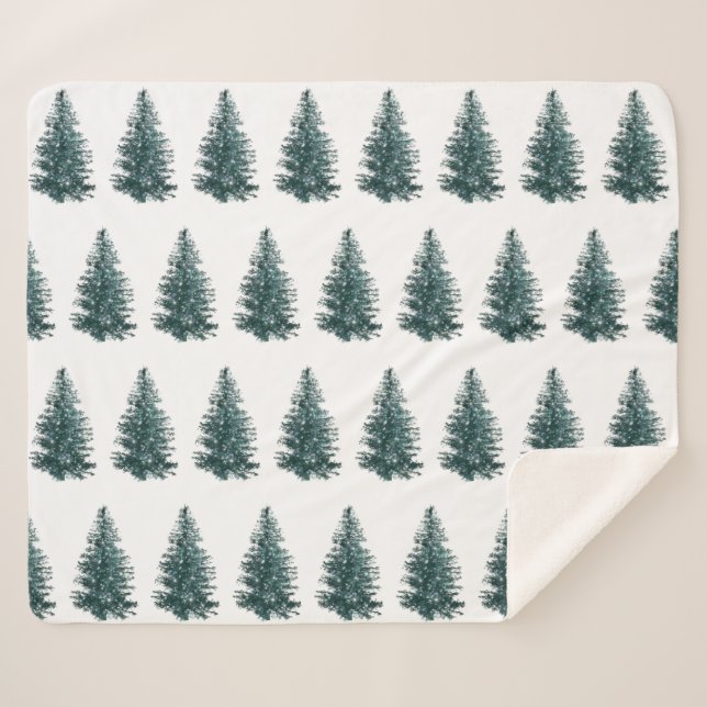 Trendy Winter Christmas Tree Pattern Sherpadecke (Vorderseite (Horizontal))