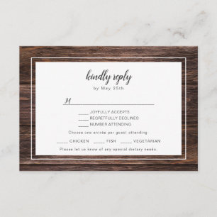 Trendy wood and Spitzenwedungen RSVP + vollständig Karte