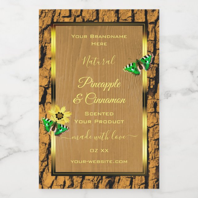Trendy Wood Grain Rustic Tree Bark Product Labels Lebensmitteletikett (Einzelnes Label)