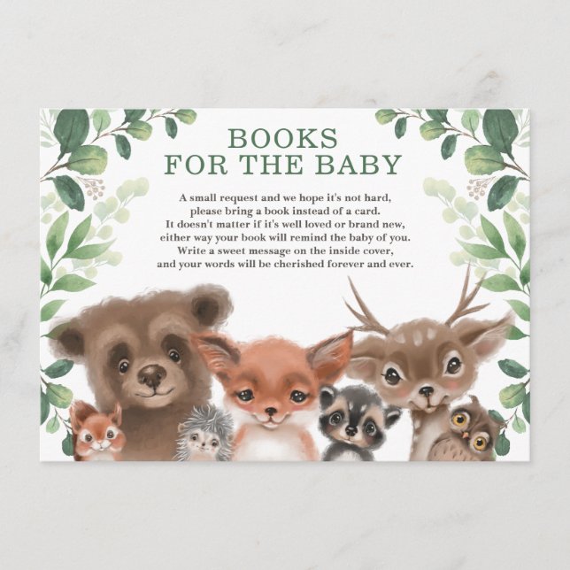 Trendy Woodland Animals Forest Books for Baby Begleitkarte (Vorderseite)