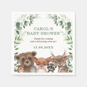 Trendy Woodland Animals Forest Green Party Serviette