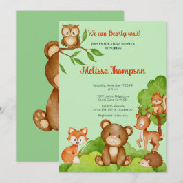 Trendy Woodland Forest friends Animals Baby Showro Einladung