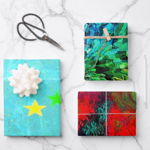 "Trendy Wrapping Paper Flat Sheet Set 3 Geschenkpapier Set