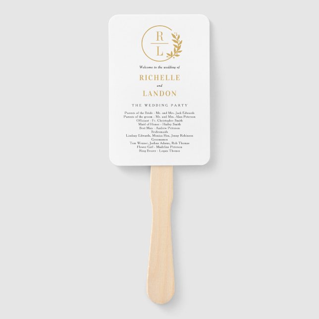 Trendy Wreath EDITABLE COLOR Wedding Program Fan Fächer (Vorderseite)