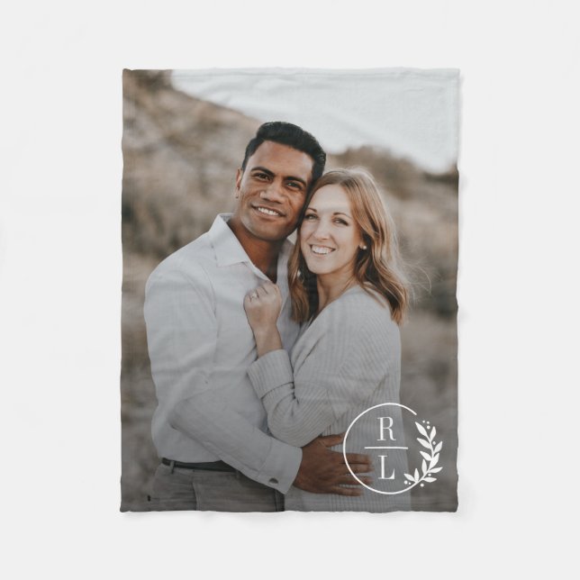 Trendy Wreath Monogram Editable Color Blanket Fleecedecke (Vorderseite)