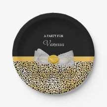 Trendy Yellow Cheetah Print Extravagant Bow Party 
