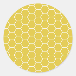 Trendy Yellow Geometric Honeycomb Hexagon Muster Runder Aufkleber