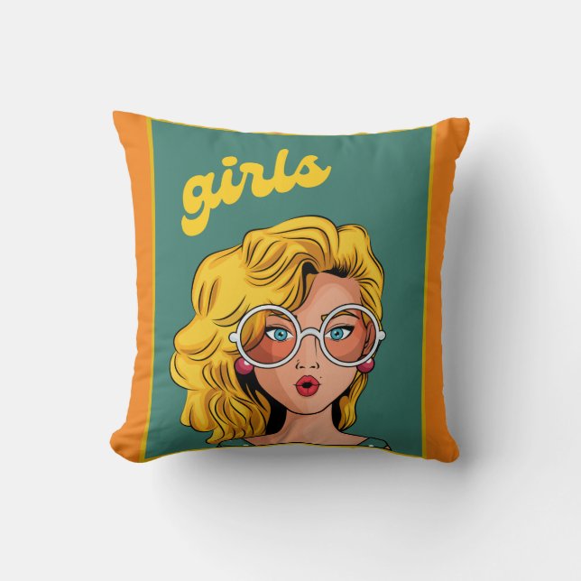 Trendy Yellow Girl Schönes Kissen (Vorderseite)