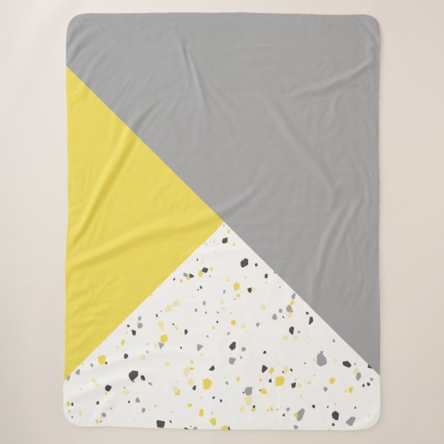 Trendy Yellow Gray Terrazzo Sherpadecke (Vorderseite)
