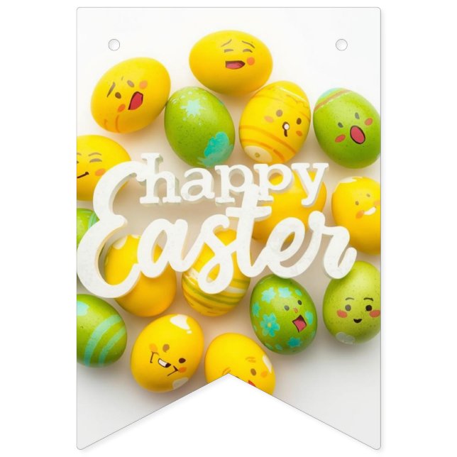 Trendy Yellow & Green  Easter Eggs gift paper Wimpelkette (Erste Fahne)