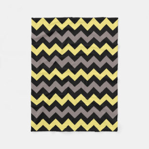 Trendy Yellow Grey Black Zickzack Pattern Fleecedecke
