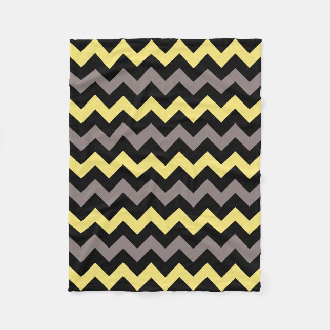 Trendy Yellow Grey Black Zickzack Pattern Fleecedecke (Vorderseite)