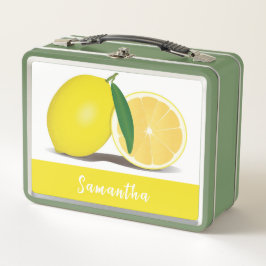 Trendy Yellow Lemon Name Metal Lunchbox