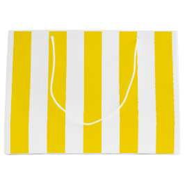 Trendy Yellow White Stripes Modernes Elegantes Große Geschenktüte