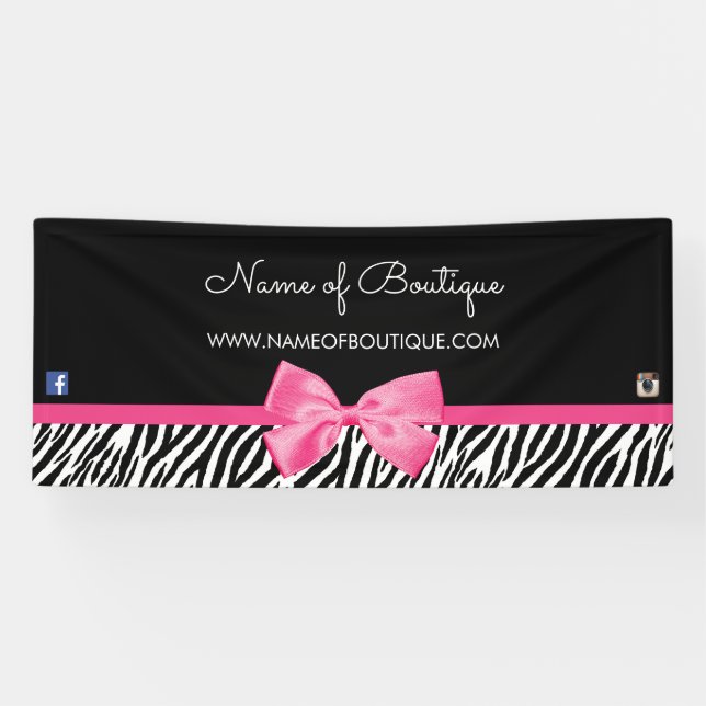 Trendy Zebra-Druck und Chic-Rosa beugen Butike 6 Banner (Horizontal)