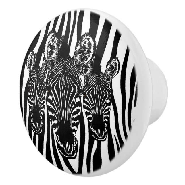 Trendy Zebra Herd auf Zebra Print Keramikknauf (Rechts)