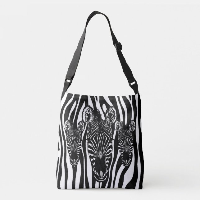 Trendy Zebra Herd auf Zebra Print Tragetaschen Mit Langen Trägern (Rückseite)