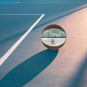 Trendy Zebra Pattern Monogramm Basketball