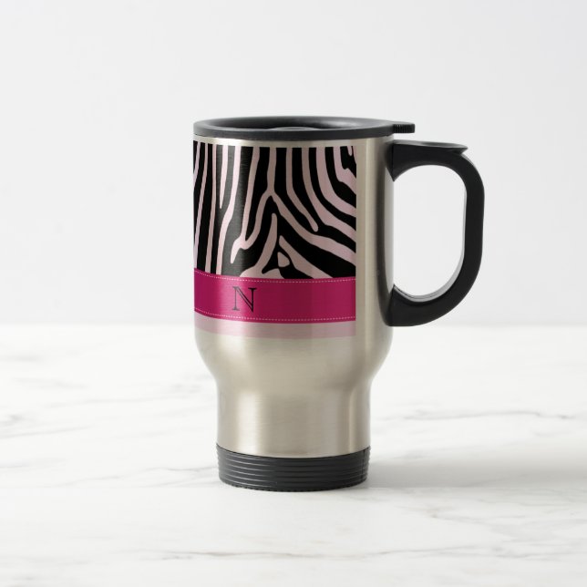 Trendy zebra pink monogram reisebecher (Rechts)