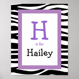 Trendy Zebra Print Kinderzimmer Wall Art Name Prin Poster