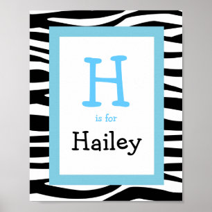 Trendy Zebra Print Kinderzimmer Wall Art Name Prin Poster