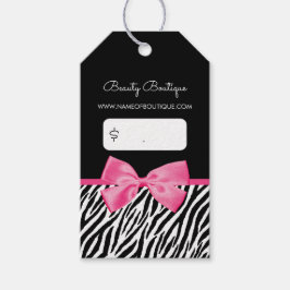 Trendy Zebra Print mit schicker, rosafarbener Bout Geschenkanhänger