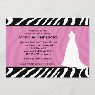 TRENDY ZEBRA STRIPE Pink Brautparty 12x18 Einladung