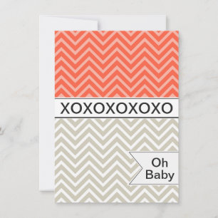 Trendy Zickzack XOXO Babydusche Einladung neutral