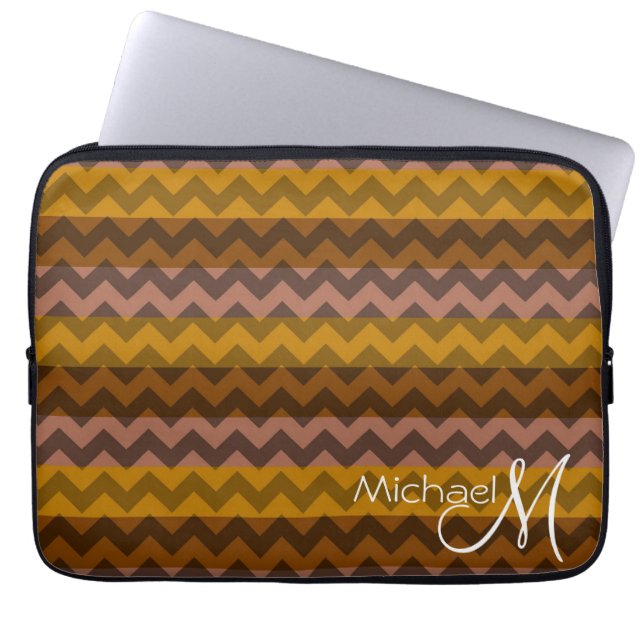 Trendy Zickzack Zigzag Custom Monogram 9 Laptopschutzhülle (Vorderseite)