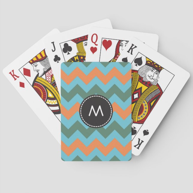 Trendy Zickzack Zigzag Muster 7 Spielkarten (Rückseite)