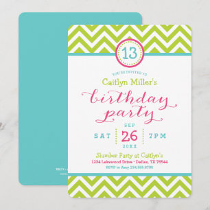 Trendy Zigzag Zickzack Geburtstagsparty Einladung