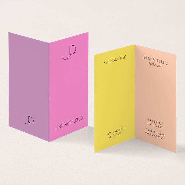 Trennen von Farben Elegante moderne Monogramm-Vorl Visitenkarten (Innenseite und Außenseite)