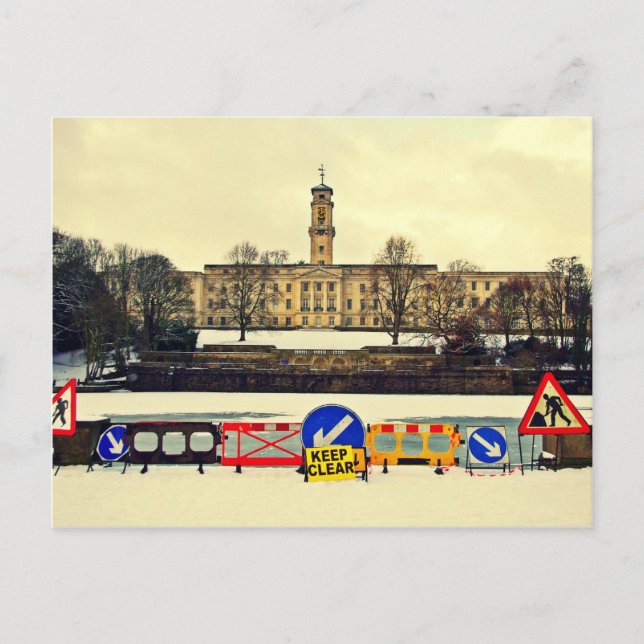 Trent Building , University of Nottingham, Winter Postkarte (Vorderseite)