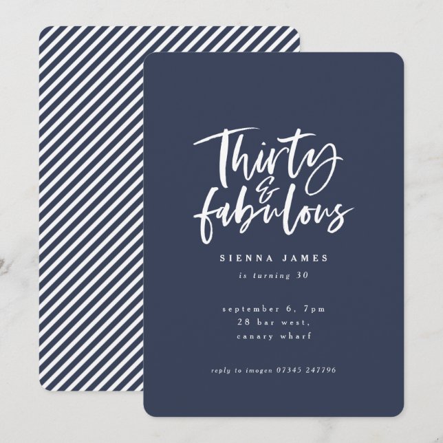 trente et fabuleux anniversaire photo invitation (Devant / Derrière)