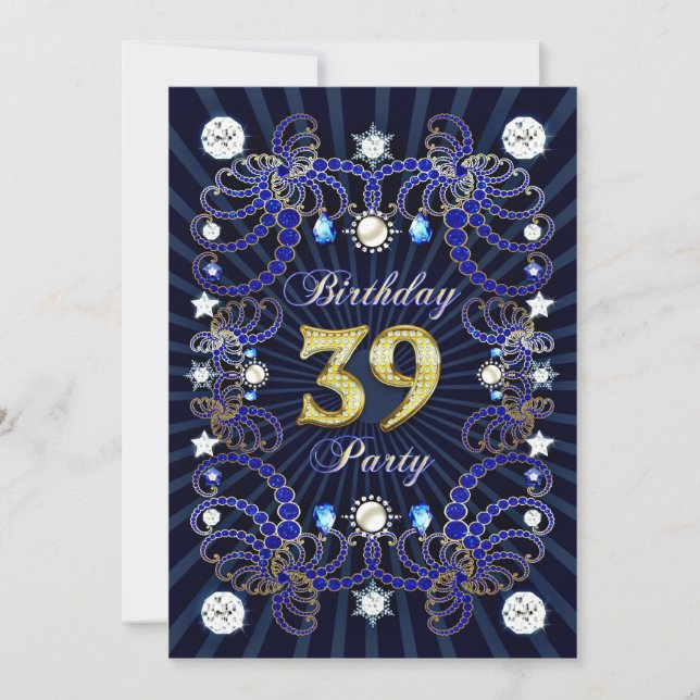 trente-neuvième invitation de fête d'anniversaire (Devant)
