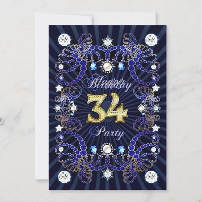 trente-quatrième invitation de fête d'anniversaire (Devant)