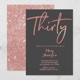 Trente Rose Gold 30e Invitation anniversaire