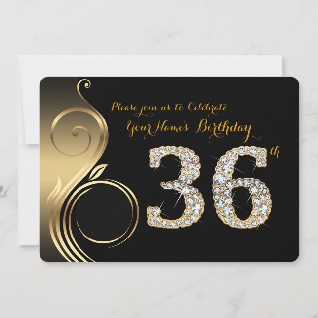 trente-sixième, invitation d'anniversaire, diamant (Devant)