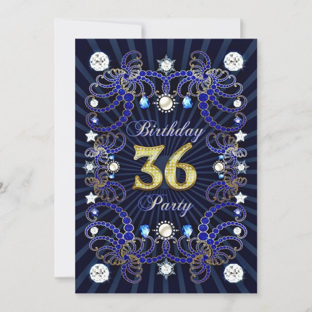 trente-sixième invitation de fête d'anniversaire (Devant)