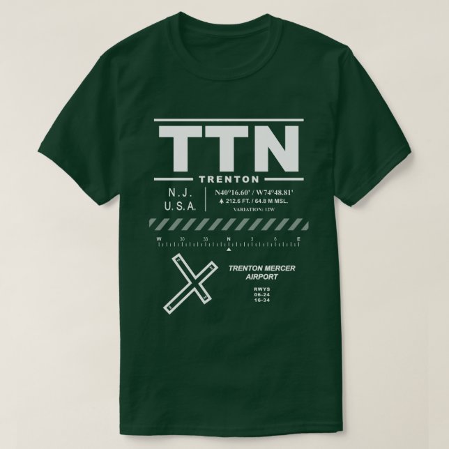 Trenton-Mercer Airport TTN T-Shirt (Design vorne)